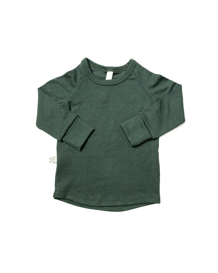 rib knit long sleeve tee CO - wreath green