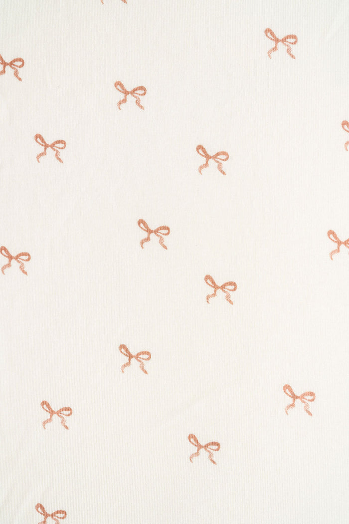 rib knit pant - classic bows - natural