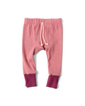 rib knit pant - crepe maroon and thistle