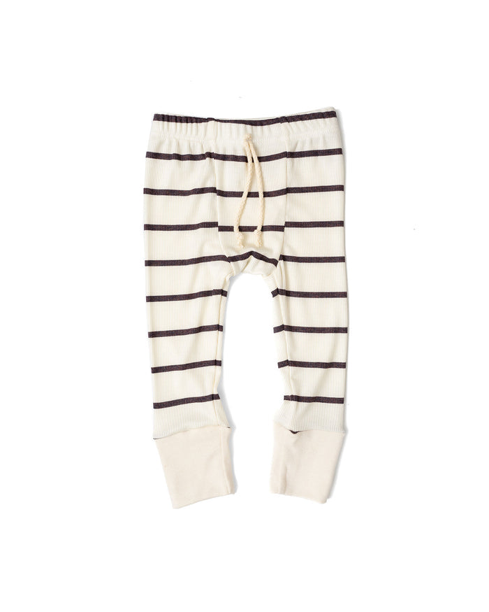 rib knit pant - fudge stripe - natural