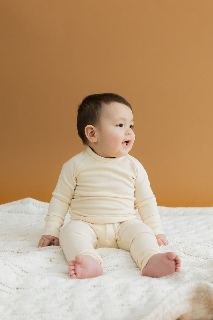 rib knit pant - natural