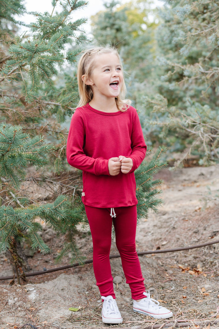 rib knit pant - stocking red