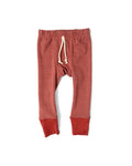 rib knit pant - sunset - barn red