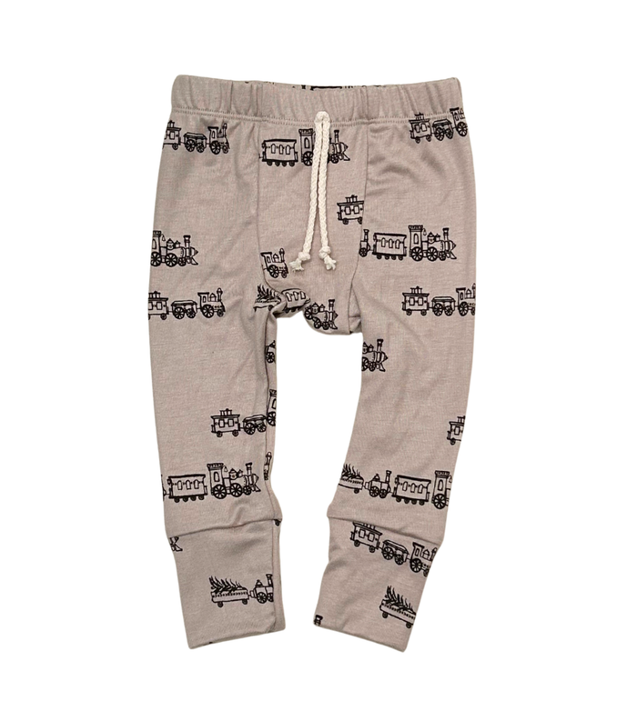 rib knit pant - toy trains