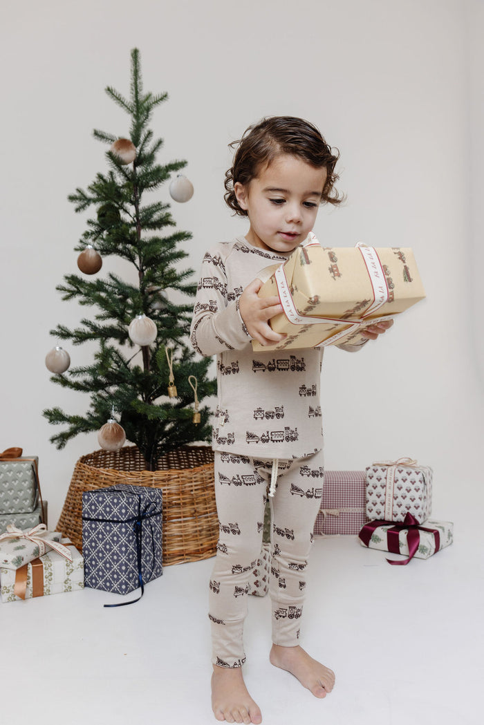 rib knit pant - toy trains