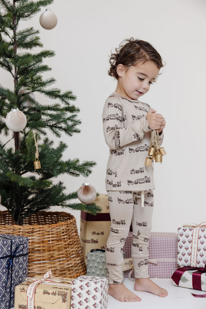 rib knit pant - toy trains