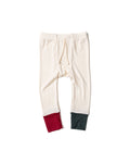rib knit pant CO - natural and stocking red and wreath green contrast