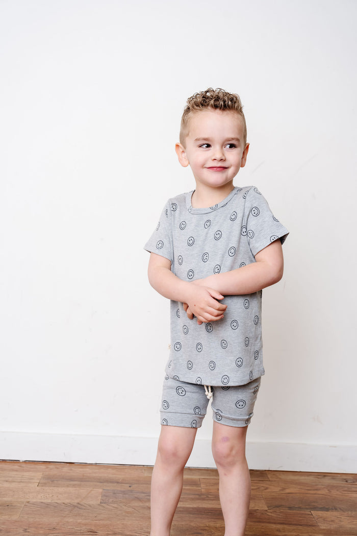 rib knit shorts - all over smile