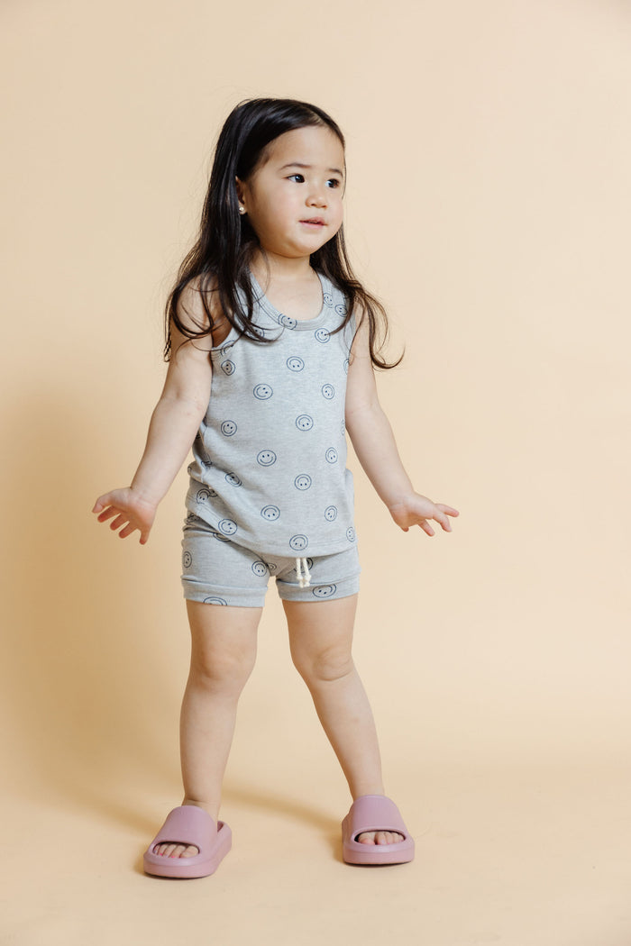 rib knit shorts - all over smile