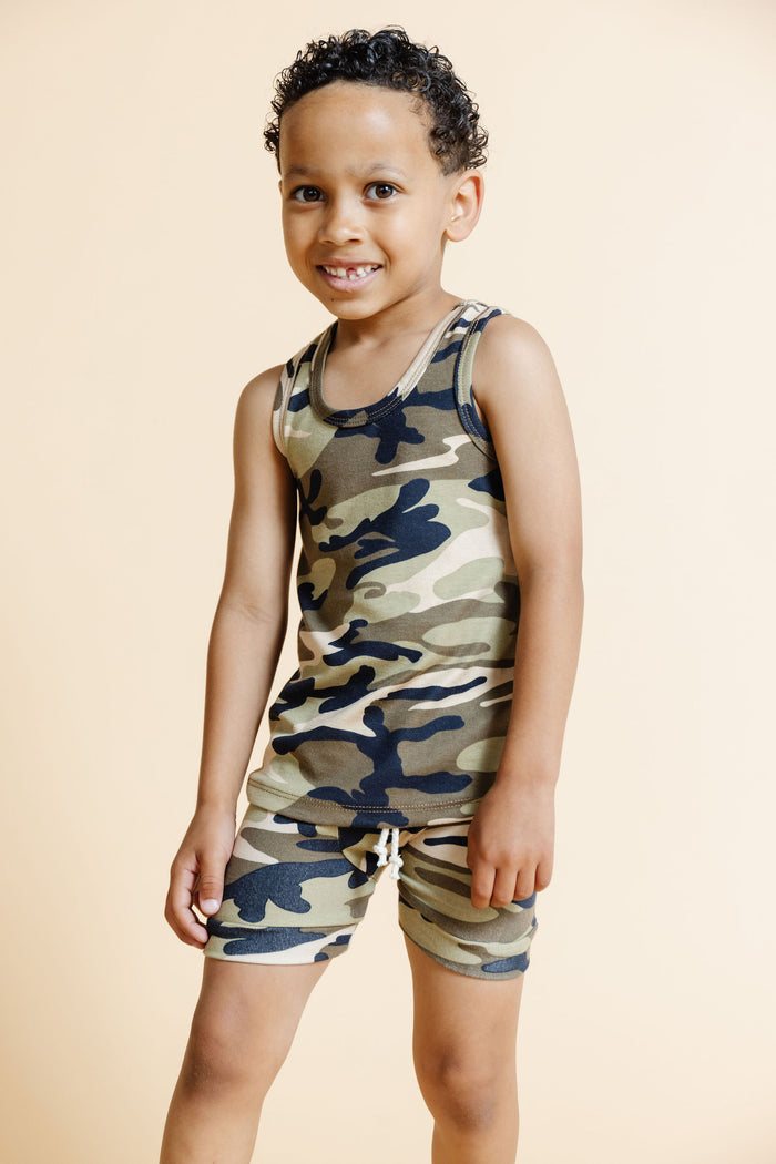 rib knit shorts - camouflage
