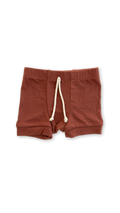 rib knit shorts - cordovan