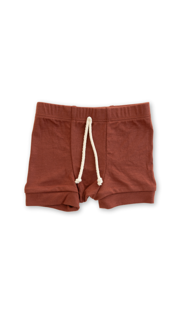 rib knit shorts - cordovan