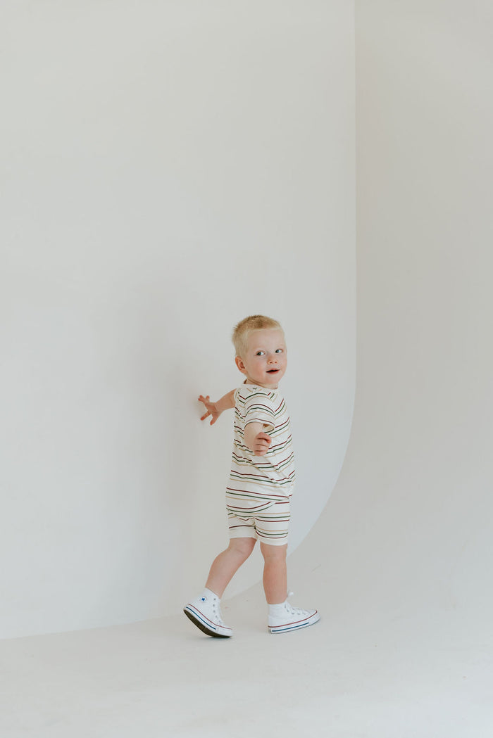 rib knit shorts - triple stripe