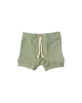 rib knit shorts CO - basil