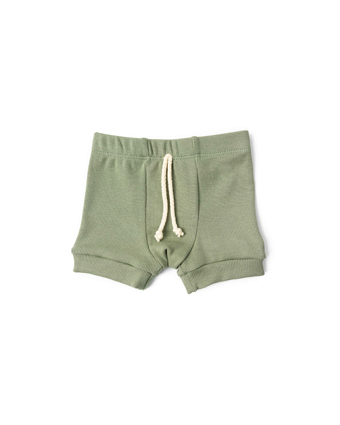 rib knit shorts CO - basil
