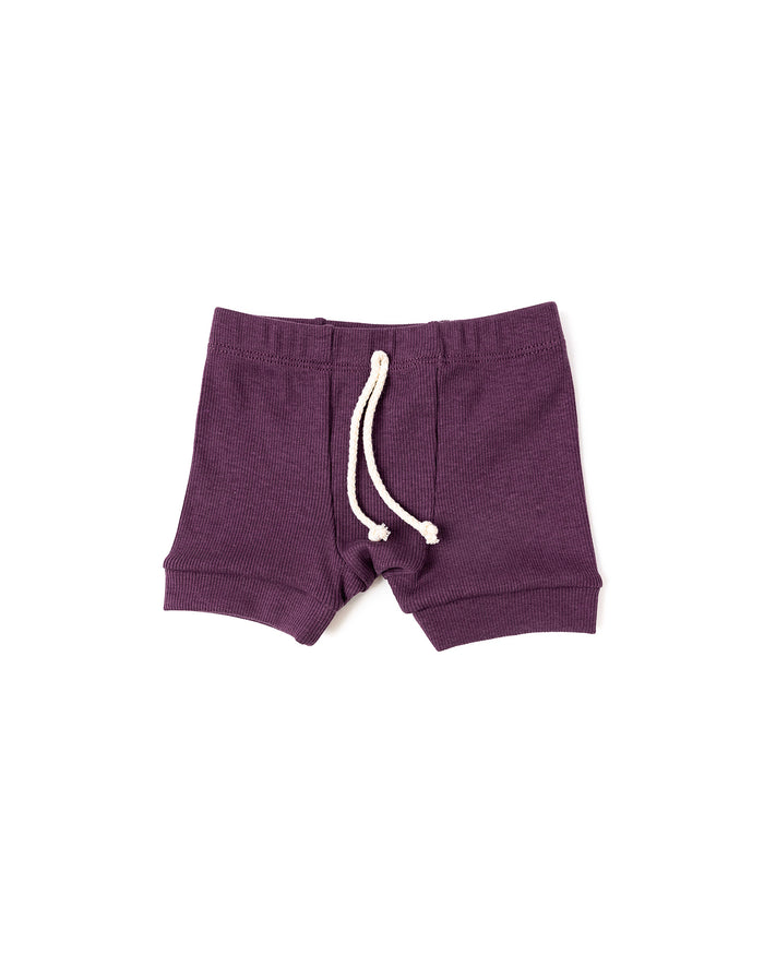 rib knit shorts CO - black plum
