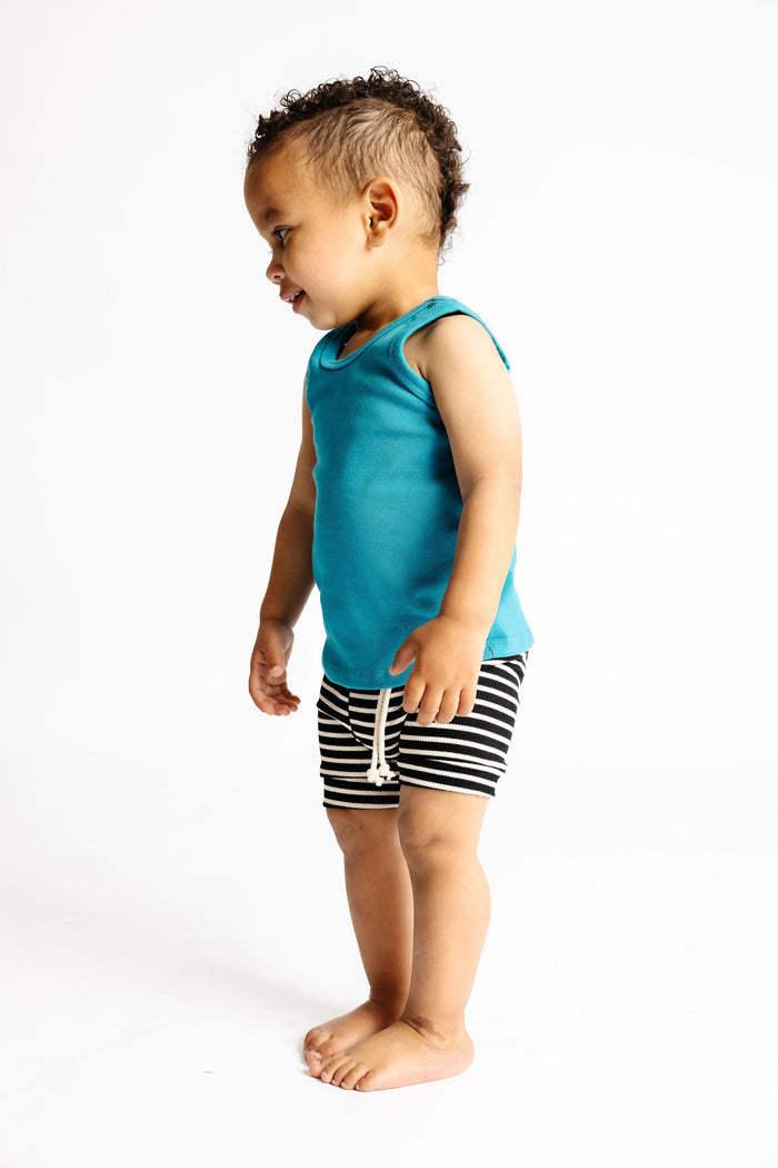 rib knit shorts CO - black stripe