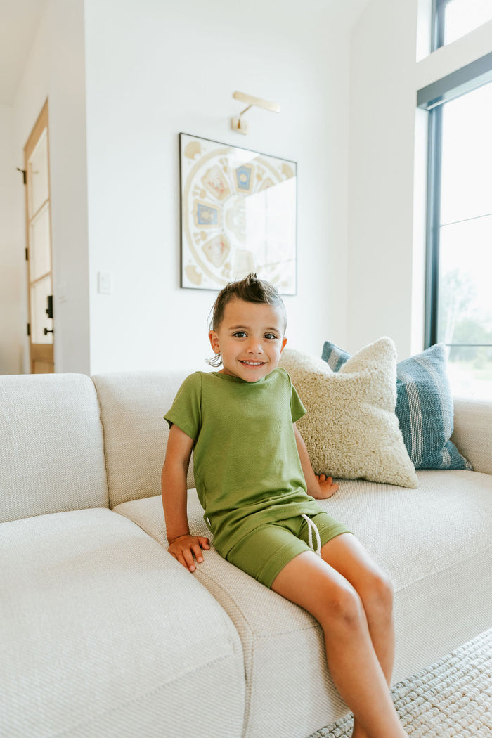 rib knit shorts CO - clover