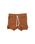 rib knit shorts CO - cognac tri blend