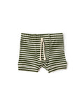 rib knit shorts CO - evergreen inverse stripe