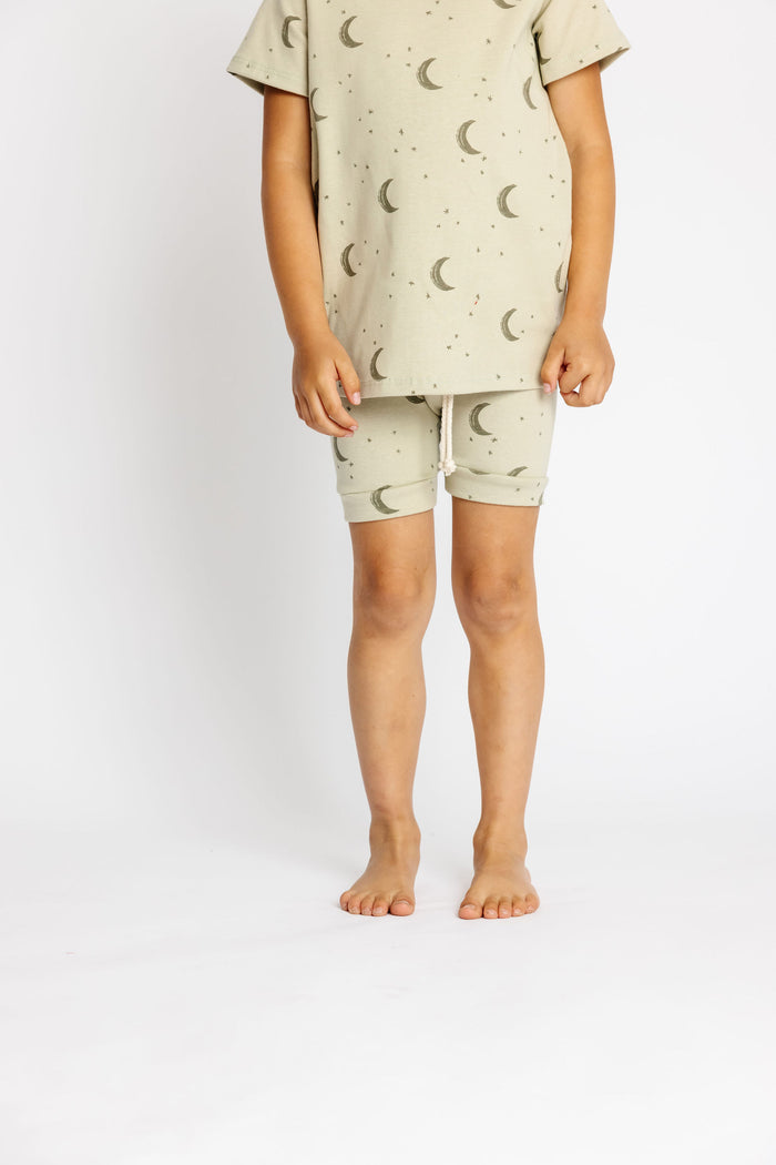 rib knit shorts CO - lunar on flax
