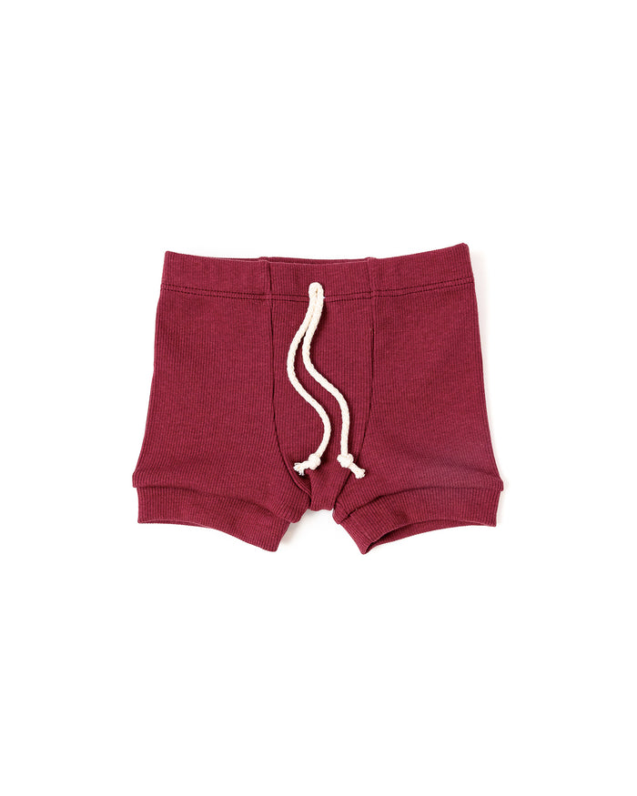 rib knit shorts CO - ruby