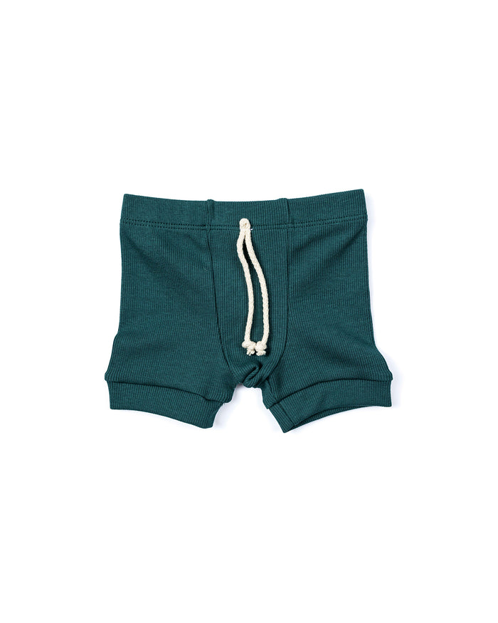 rib knit shorts CO - spruce
