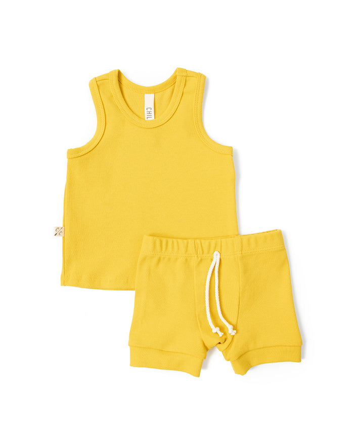 rib knit shorts CO - sunflower