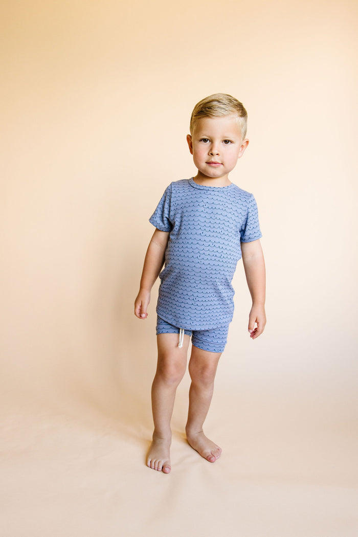 rib knit shorts CO - waves on ocean