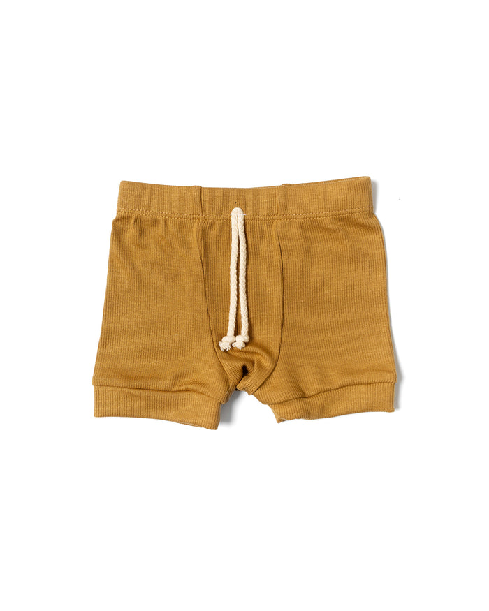 rib knit shorts CO - wheat