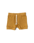 rib knit shorts CO - wheat