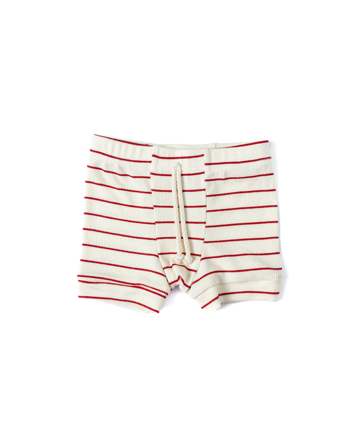 rib knit shorts CO - wide peppermint stripe