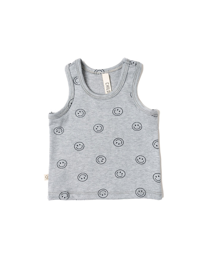 rib knit tank top - all over smile