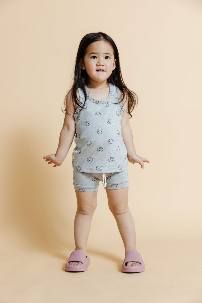 rib knit tank top - all over smile
