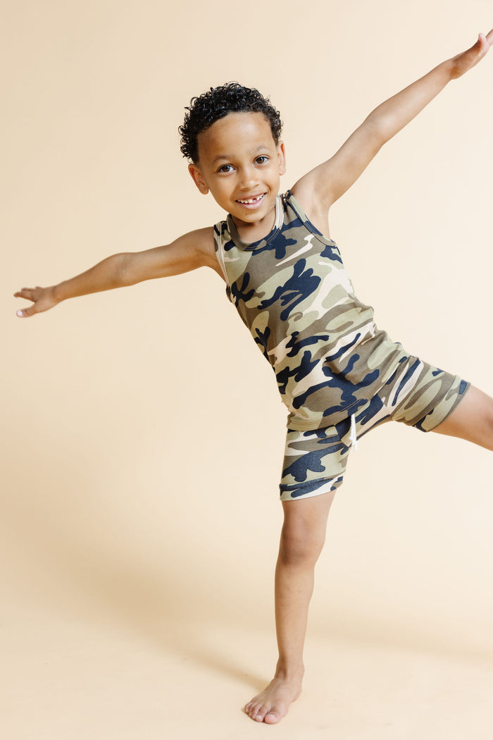 rib knit tank top -  camouflage