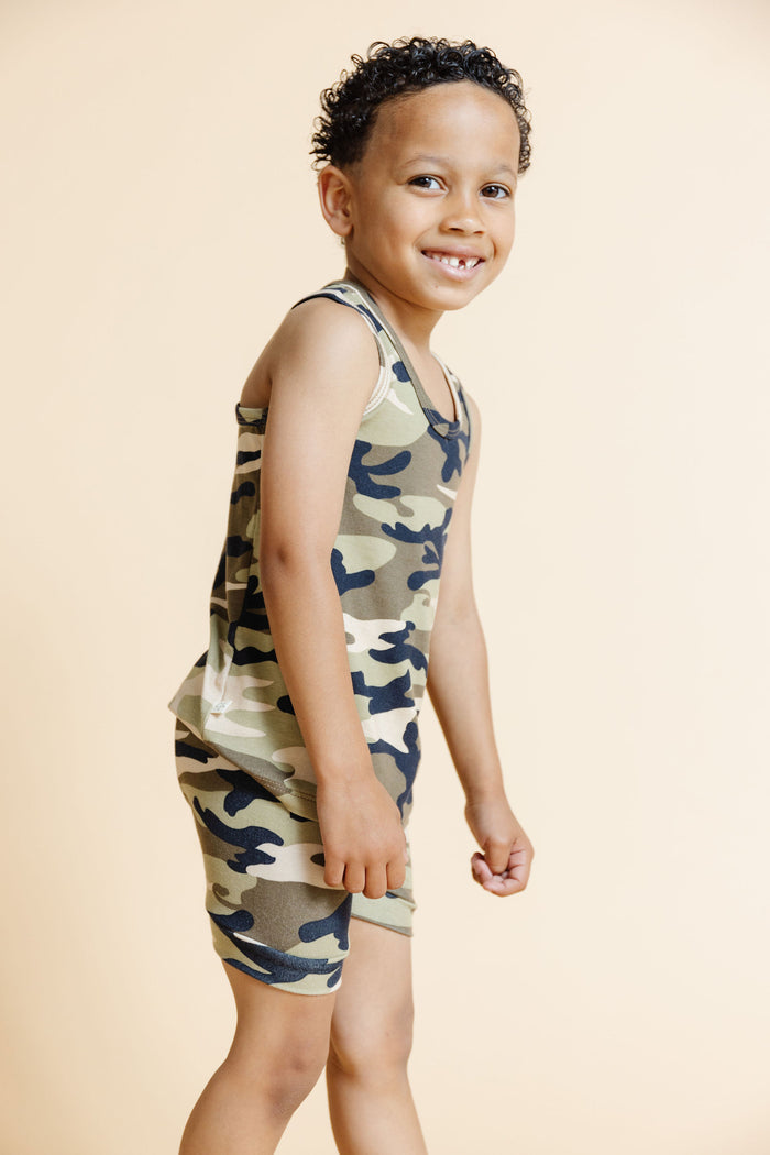 rib knit tank top -  camouflage