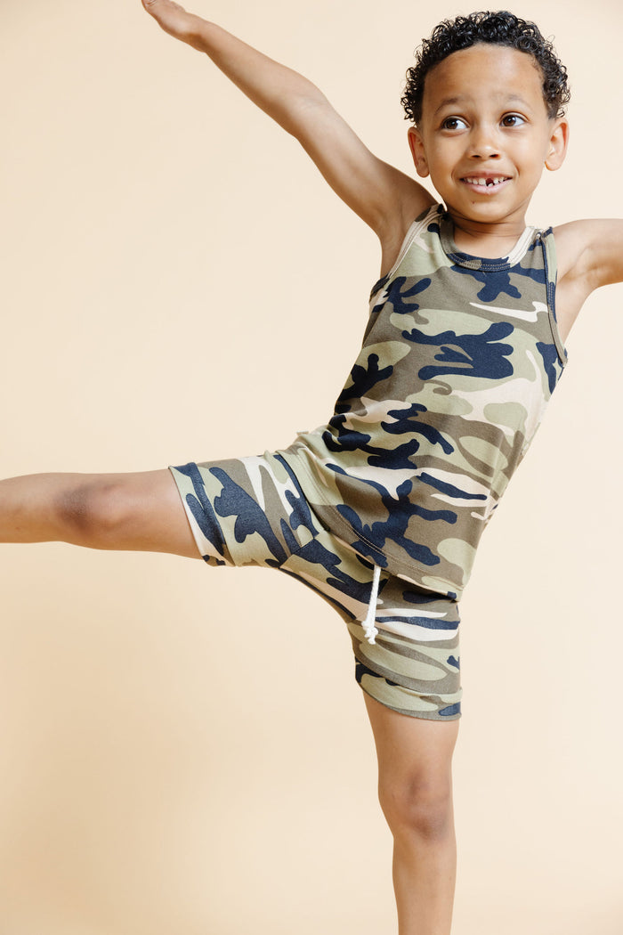 rib knit tank top -  camouflage