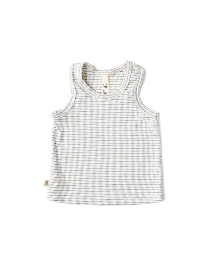 rib knit tank top - fog stripe