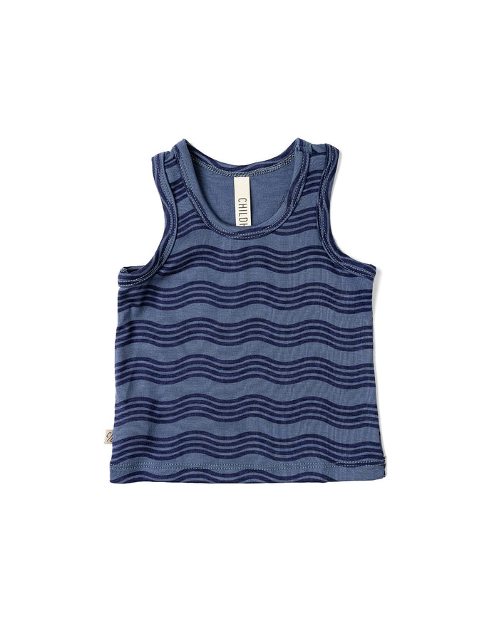 rib knit tank top - wavy lines