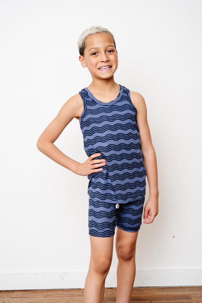 rib knit tank top - wavy lines