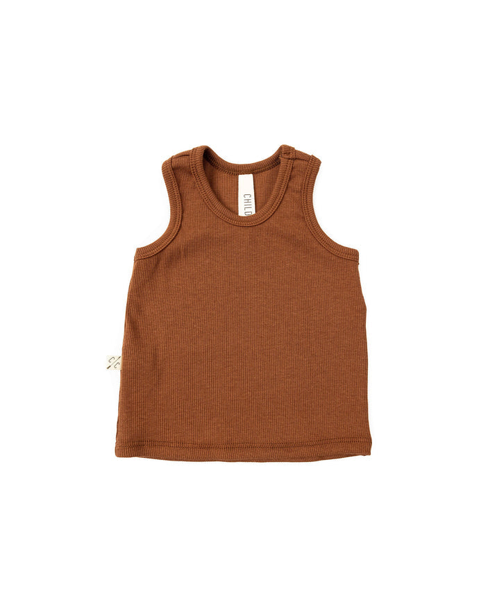 rib knit tank top CO - cognac tri blend