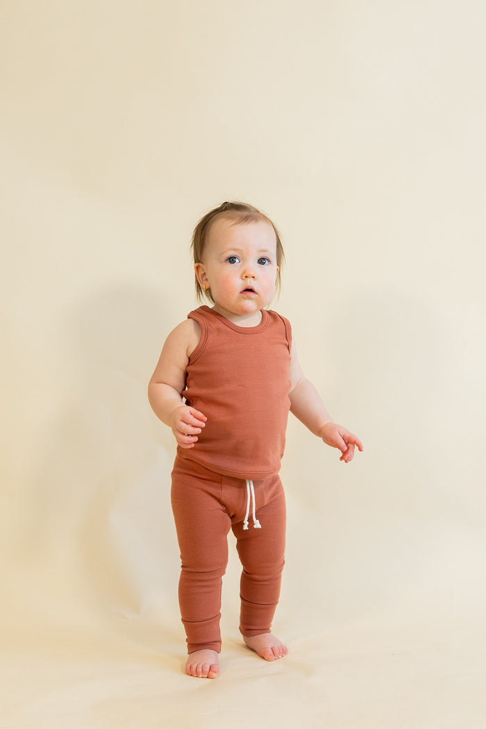 rib knit tank top CO - red rock