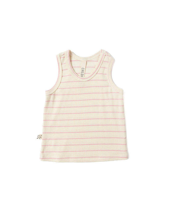 rib knit tank top CO - wide peony stripe