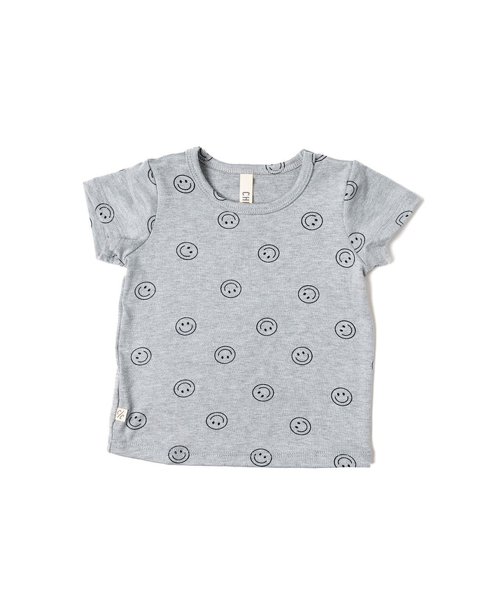 rib knit tee - all over smile