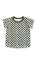 rib knit tee - painted checkerboard