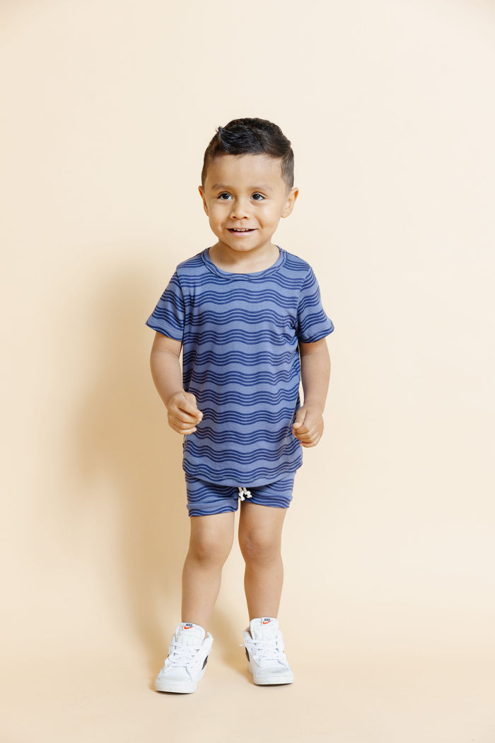 rib knit tee - wavy lines