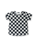 rib knit tee CO - black checkerboard