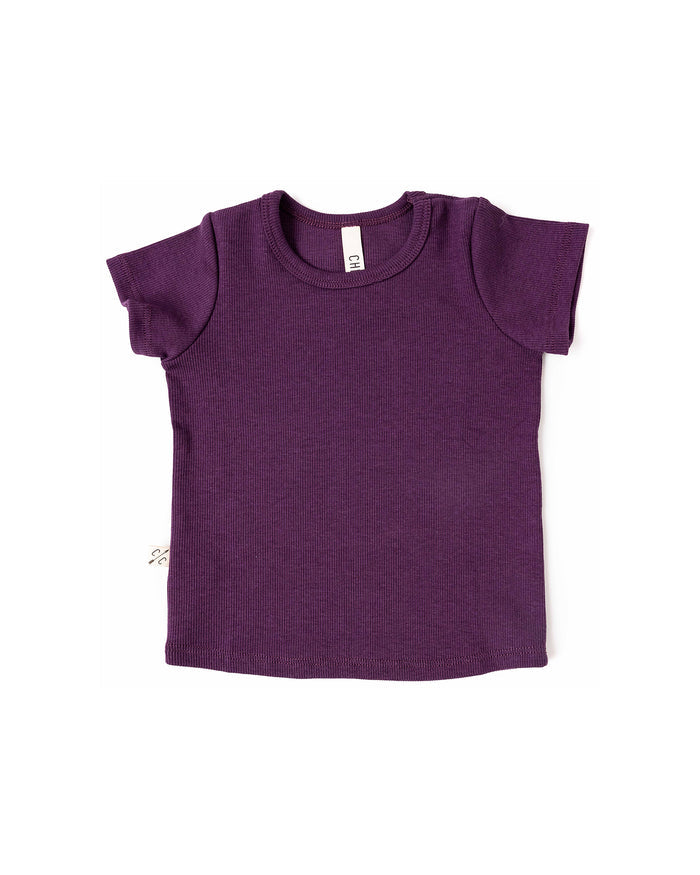 rib knit tee CO - black plum