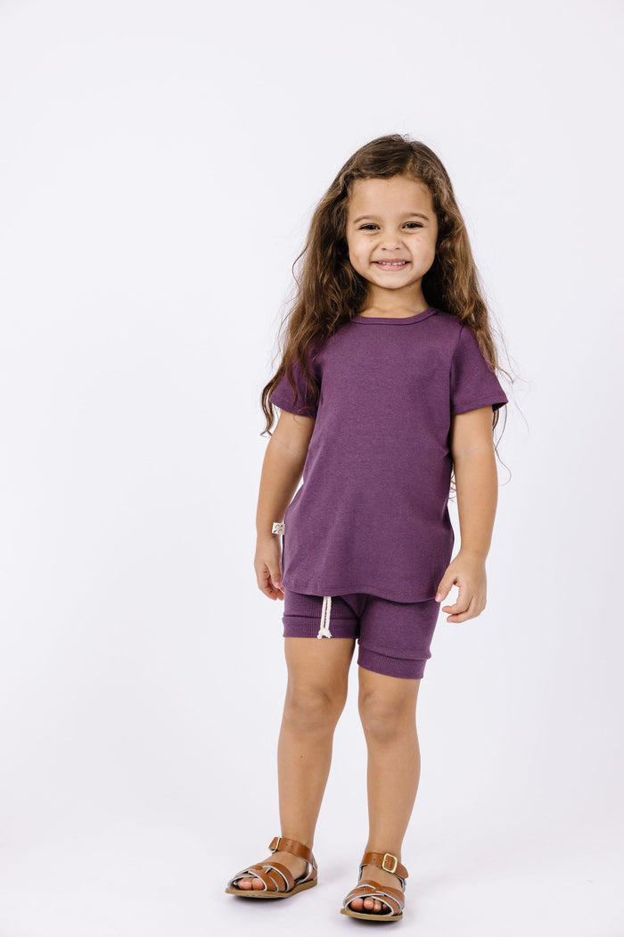 rib knit tee CO - black plum