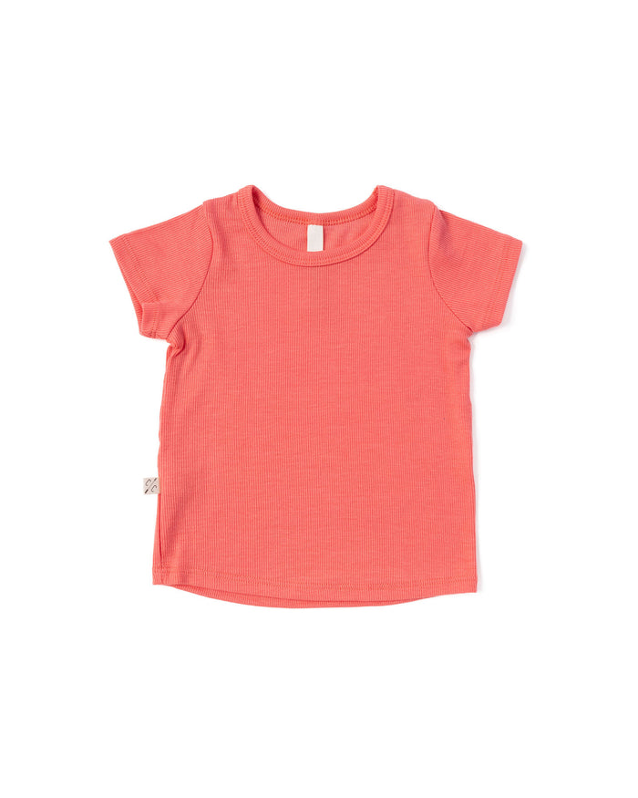 rib knit tee CO - bright coral